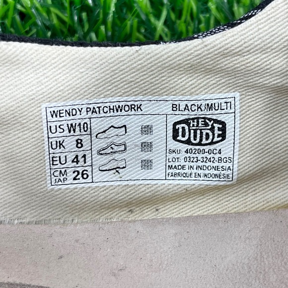 Hey Dude Wendy Patchwork Black Multi Slip On Shoes Women US W10 UK 8 EU 41 - Picture 7 of 7